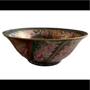 Vintage Rose Medallion 4” tall Decorative Asian 10" wide Bowl Andrea by Sadek